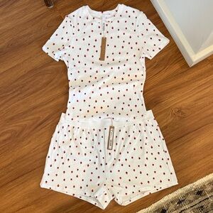 SKIMS White and Red Strawberry Print Set